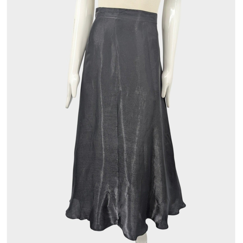 JS Collections Black Satin Maxi Skirt Women's 16 Formal Evening A-Line